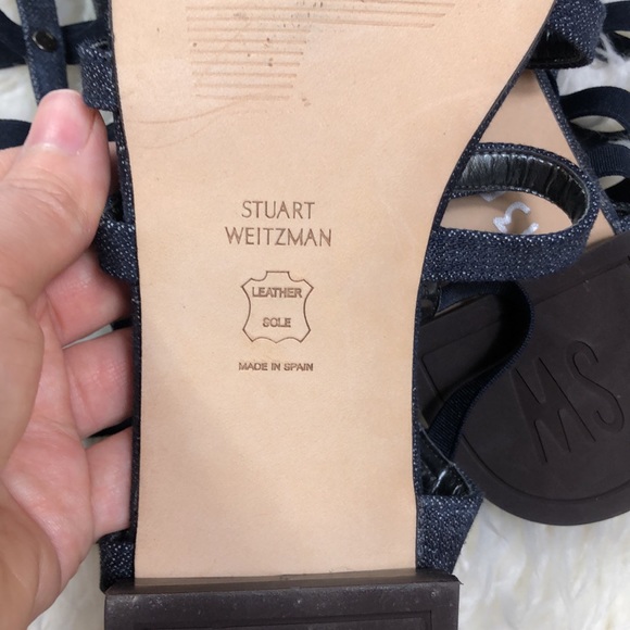 Stuart Weitzman Denim Gladiator Sandals Flat Cage   Zip Made in Spain - Picture 6 of 8